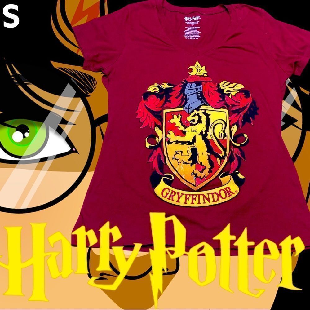 Harry Potter V Neck Tee Gryffindor burgundy small
